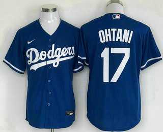 Mens Los Angeles Dodgers #17 Shohei Ohtani Blue Cool Base Stitched Jersey->los angeles dodgers->MLB Jersey